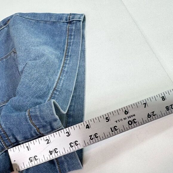 Guess Shorts Romper Women Medium y2k Mid Wash Blue Denim Button Front Sleeveless - Picture 6 of 16